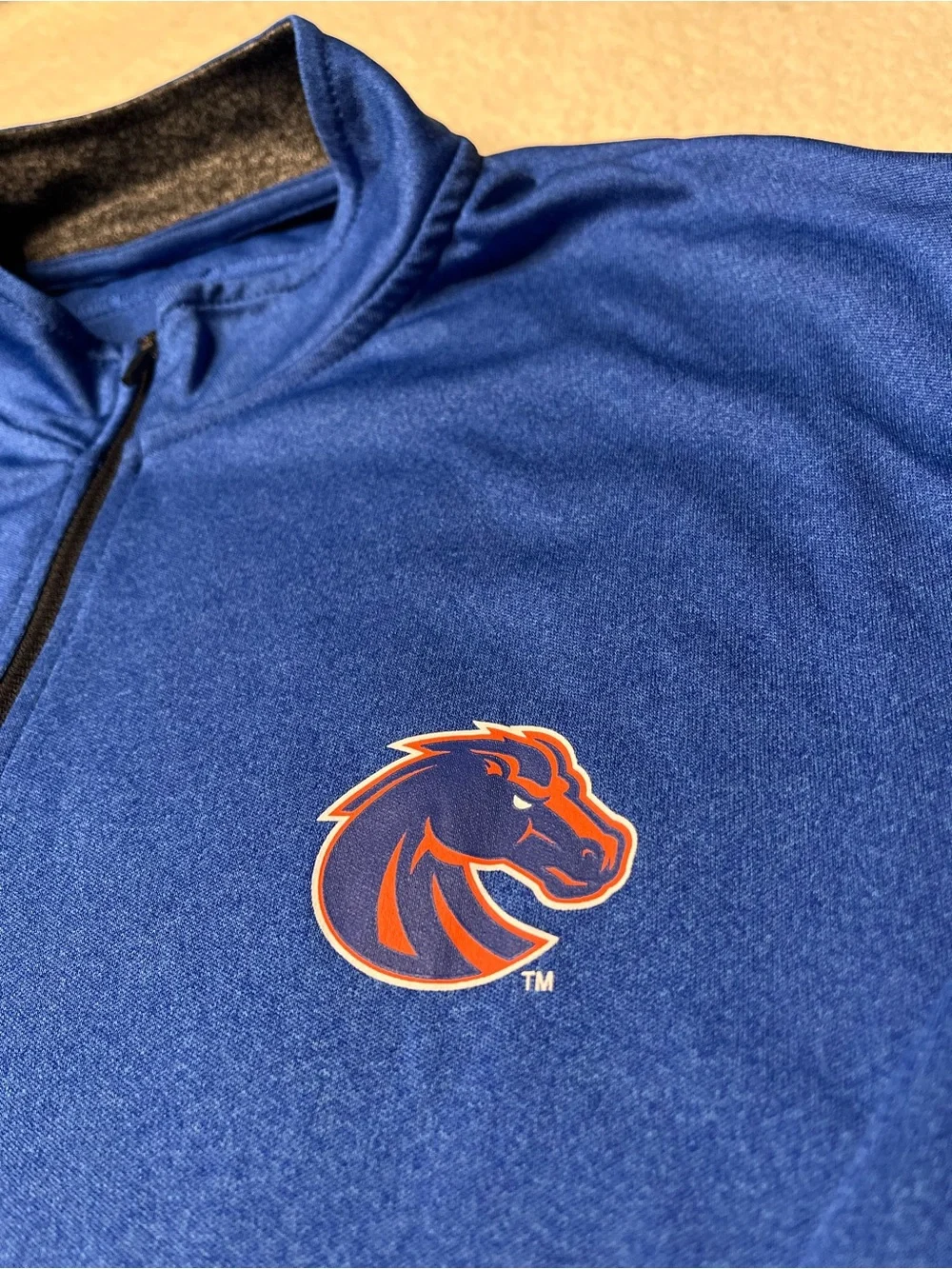 Colosseum NCAA Boise State Broncos 1/4 Zip Pullover Jacket Mens XXL Jersey Vtg